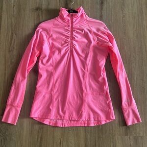 Champion Hot Pink 1/4 zip long sleeve pullover with thumb holes and back pocket